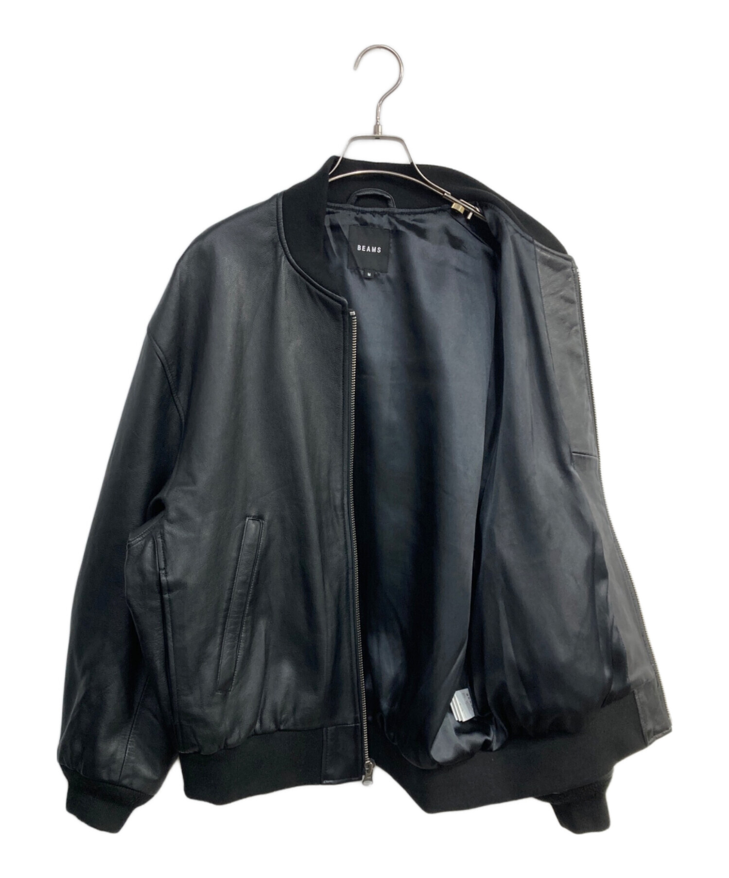中古・古着通販】BEAMS (ビームス) レザーボマージャケット ブラック