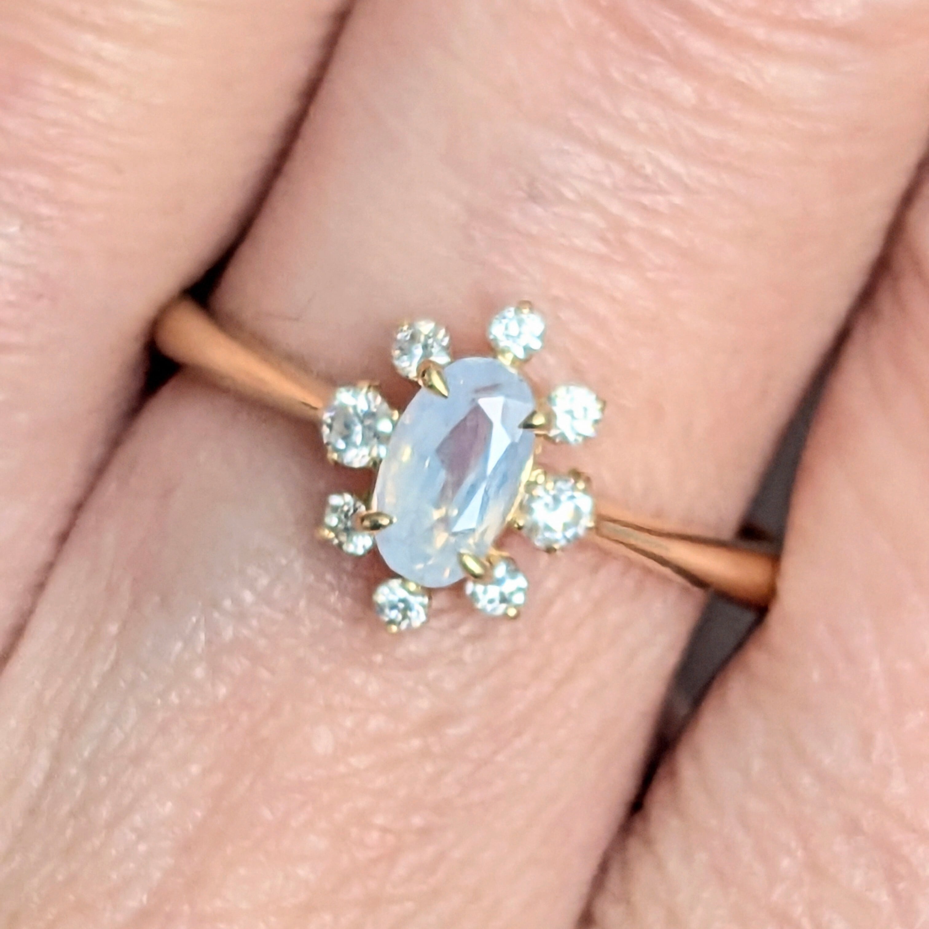 K18非加熱サファイアリング カシミール産 カシミール産非加熱