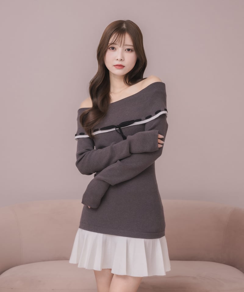 オフショルバイカラーミニニットワンピース | DOLCELICHE（ドルチェ