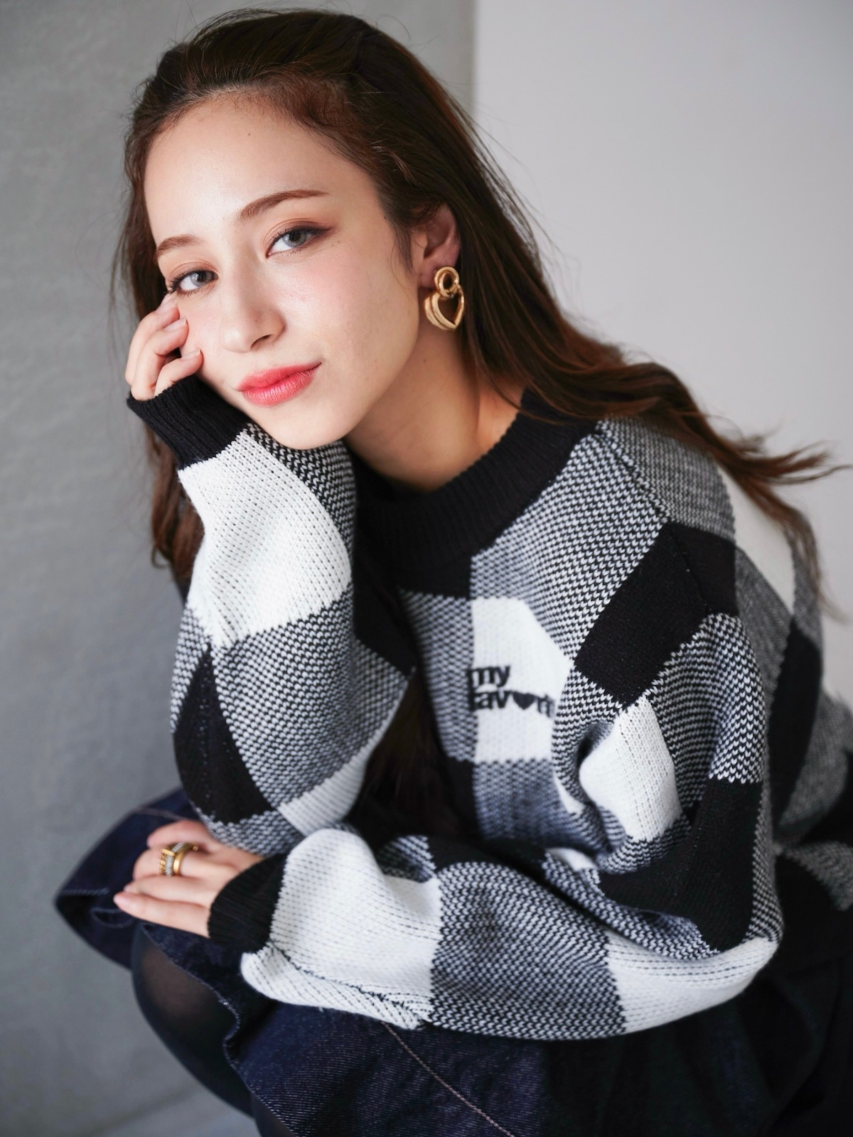 ブロックチェックニット | TOPS | OBLI