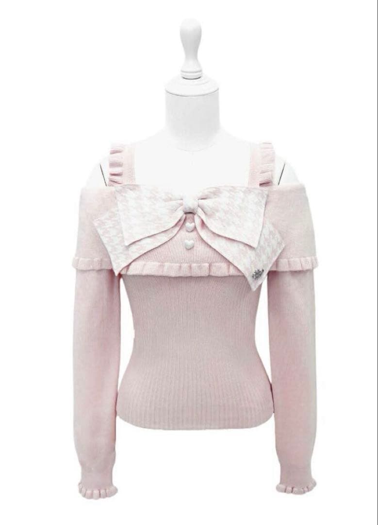 ハニーミュウ HONEY MEW ビッグリボンオフショルニット トップス